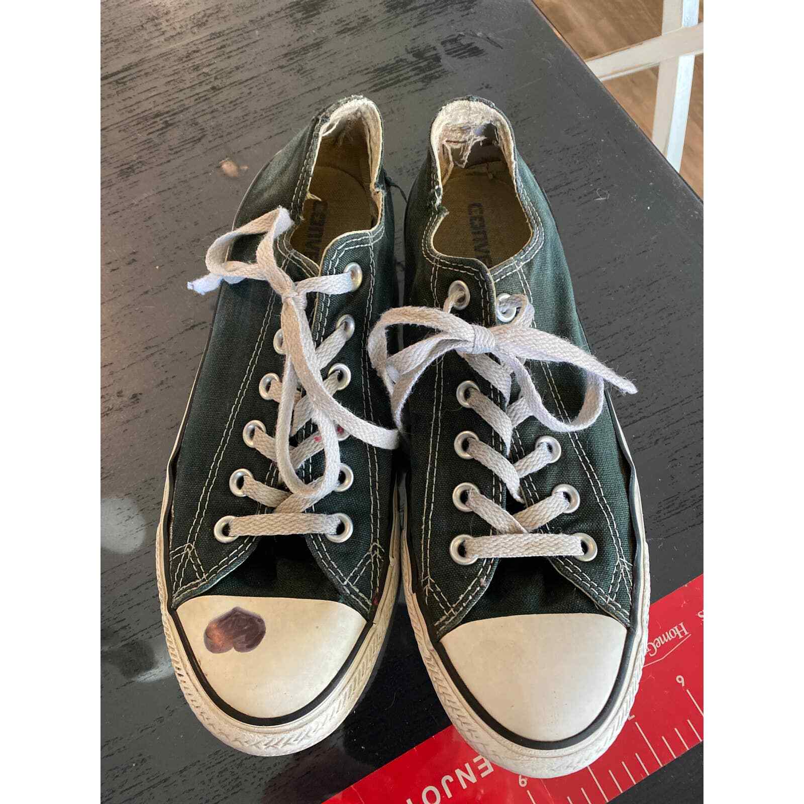 Green Converse with Heart on right toe 