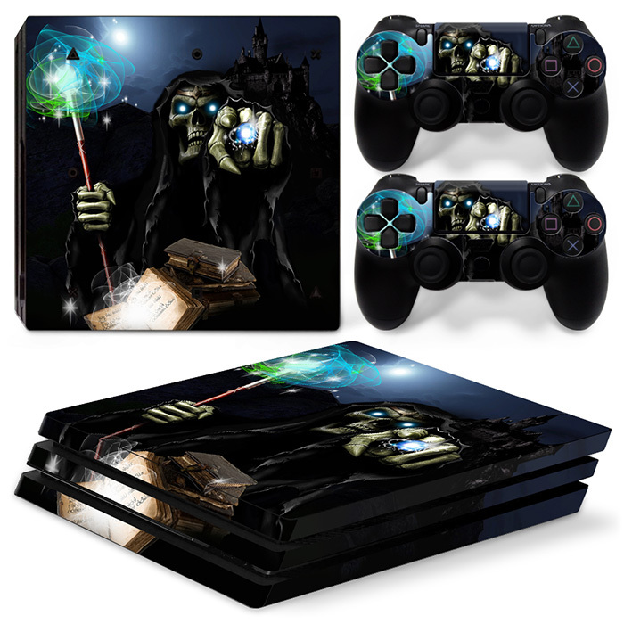 PS4 Pro Playstation 4 Skin Decal Sticker Magic Skull + 2 Controller Design Set