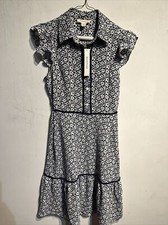 Monteau Los Angeles Gray Black Floral Short Sleeve Dress Small NWT Boho