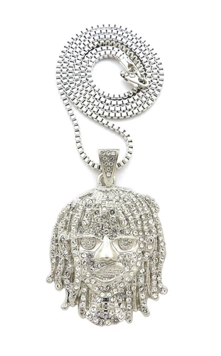 Silver Lil Pump Portrait Pendant & 24" Box, Rope, Cuban Chain Necklace - Bild 20 von 29