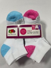 GIRL  S FRUIT OF THE LOOM LOW CUT CUSHIONED SOLE 10 PAIR SIZE M 10.5-4 
