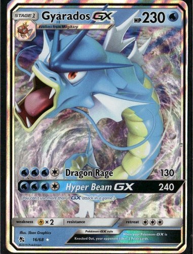 Gyarados GX Ultra Rare Hidden Fates 16/68 Water Holo Pokemon Card
