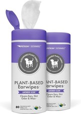 Petkin Plant-Based EarWipes, 160 Wipes - Biobased  80 Count Pack of 2 