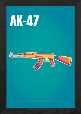 AK 47 Pop Art Stil Gerahmtes Wandbild Poster Leinwanddruck Bild