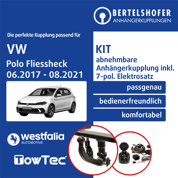 FüR VW Polo Fliessheck Typ AW1/BZ1 06.2017-08.2021 AHK Abn. +7Pol Sp. E-Satz TOP-image