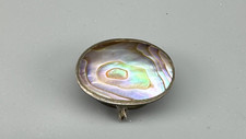 Vintage Alpaca Mexico Silver Abalone Mother of Pearl Hinged Pill Box
