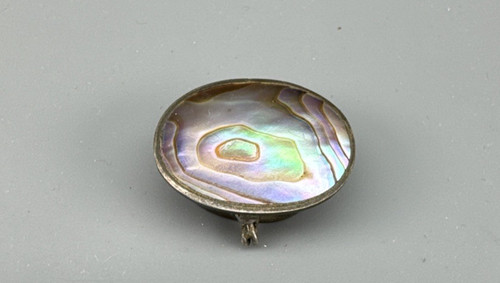 Vintage Alpaca Mexico Silver Abalone Mother of Pearl Hinged Pill Box