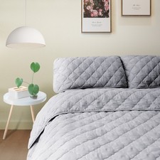 3-Piece Bedding Quilt Set Duvet Cover with Diamond Embossed 102''x86'' King Size