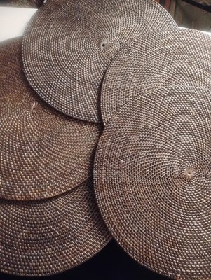 Crate and Barrel Casablanca Dark Brown 14'' Round Placemats. Set of 5