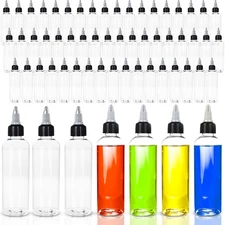 60 Pack 4oz Plastic Squeeze Bottles Clear Dispensing Bottles with Twist Top C...