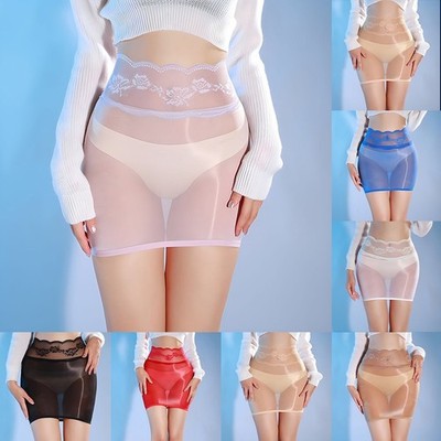 Blumenmuster Hüftbedeckender Rock durchsichtig Rock sexy Dessous Nylonstoff
