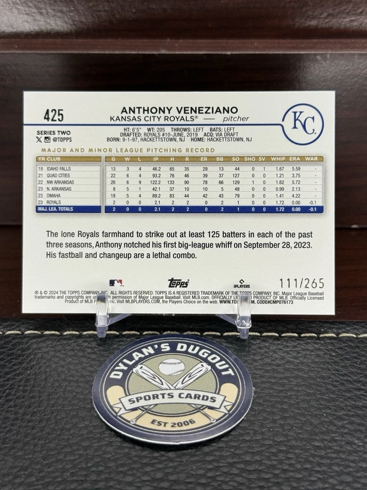 2024 Topps Complete Set - Anthony Veneziano #425 Foilboard /265 (RC) - Image 2 of 2