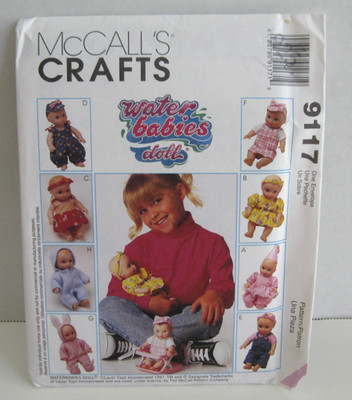 McCall's #9117 Water Babies Jumpsuit, Slippers, Hat For 6'' & 9'' Dolls Pattern UC