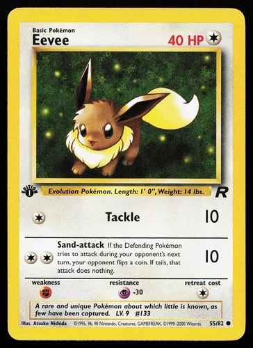 Eevee 55/82 Common 1st Edition Team Rocket Pokémon Card