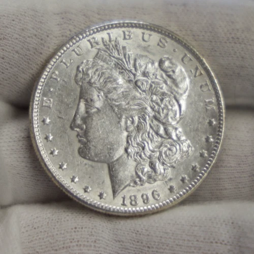 1896 US Morgan Silver Dollar $1 AU+ (Cleaned)