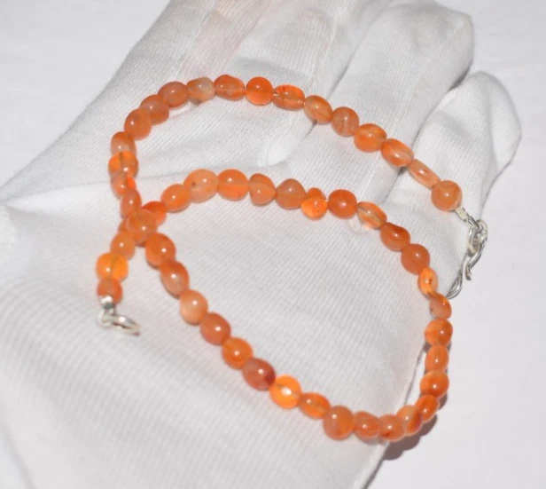 Naturale Avventurina Corniola Gemma 925 Argento Sterling 17 " Stringa Collana - Immagine 3 di 4