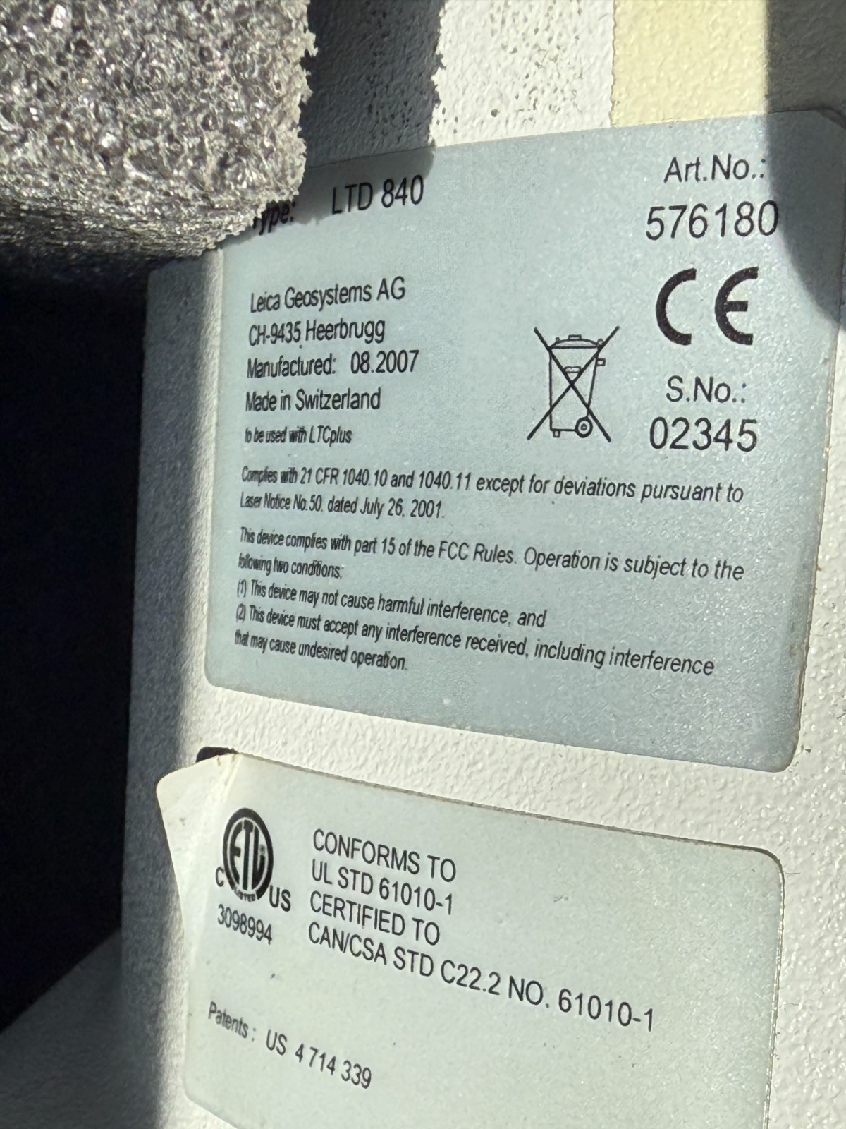 Leica LTD 840 Laser Tracker and Stand, Cables 576180