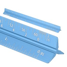 7 Inch Imperial Architectural Triangular Scale Ruler Small Scale, Blue