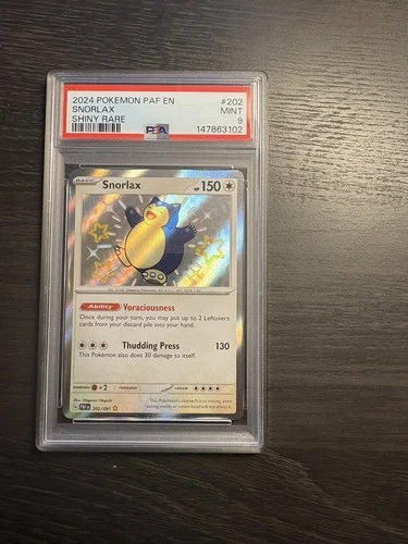 SNORLAX PSA 9 2024 POKEMON PALDEAN FATES PAF EN #202/091 SHINY RARE 277