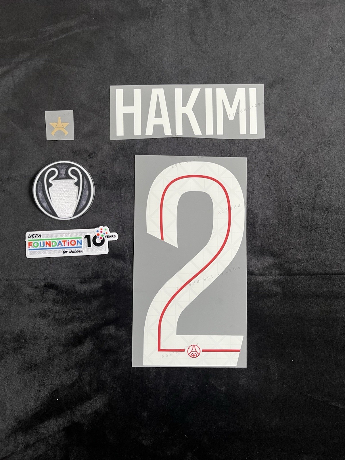 Flocage Hakimi 2 PSG Réparation Personnalisation Maillot Foot avec Patch UEFA