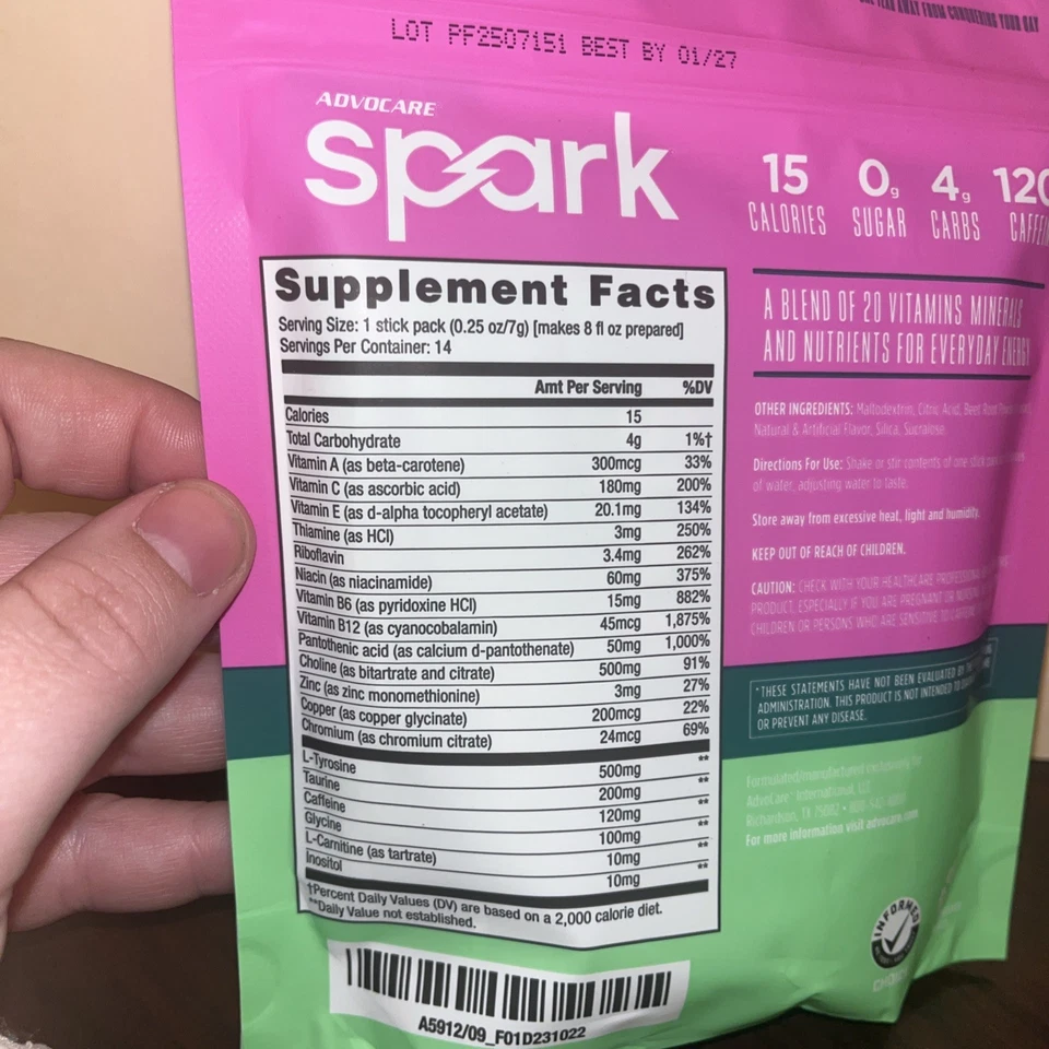 Nueva bebida energética sellada Advocare Vitamin & Amino Spark SANDÍA 14 barras Foto 2 de 2