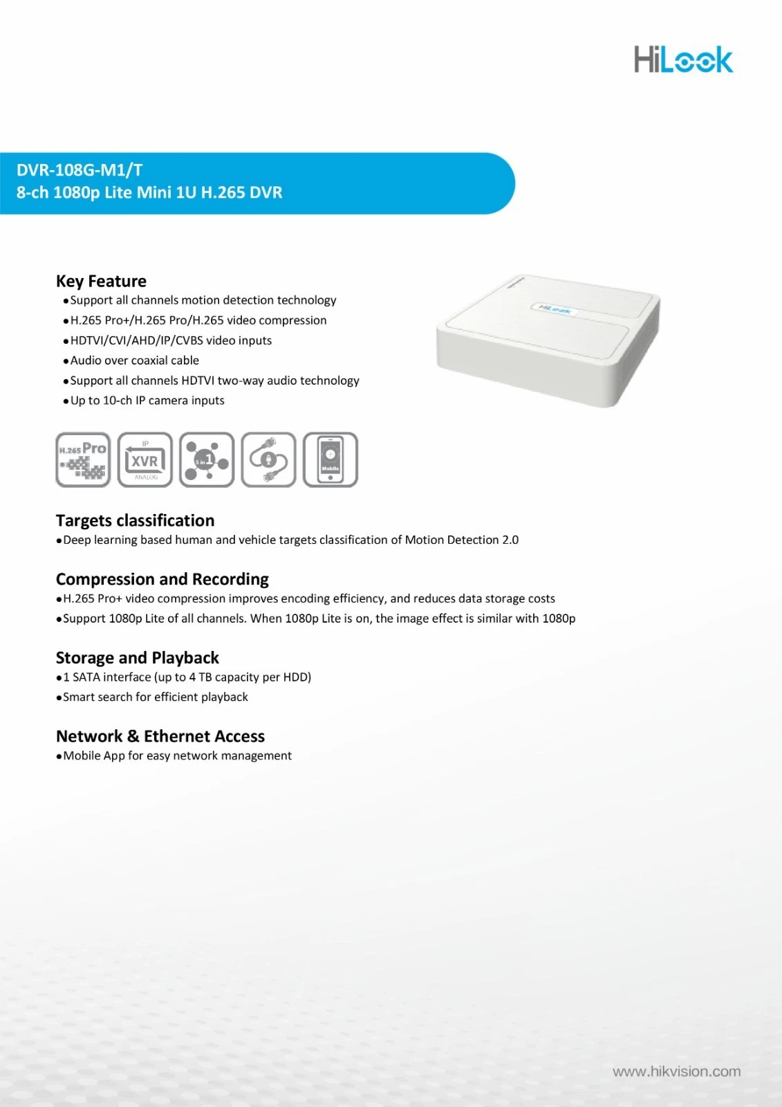 Hikvision HiLook 8CH 2MP Full HD 1080P DVR CCTV AHD TVI Remote View with HDD - Picture 3 of 25