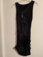 GYPSY 05 LITTLE BLACK DRESS RUCHED BODYCON MINI TIE DYE BAMBOO: Sz XS, NWT, $185