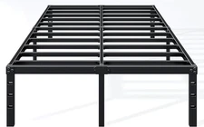 Full Bed Frame 18 Inch, Heavy Duty Metal Platform with Storage, Black