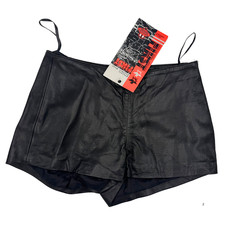 Vintage First Leather Shorts Black Deadstock w/ Tag Excellent No Damage