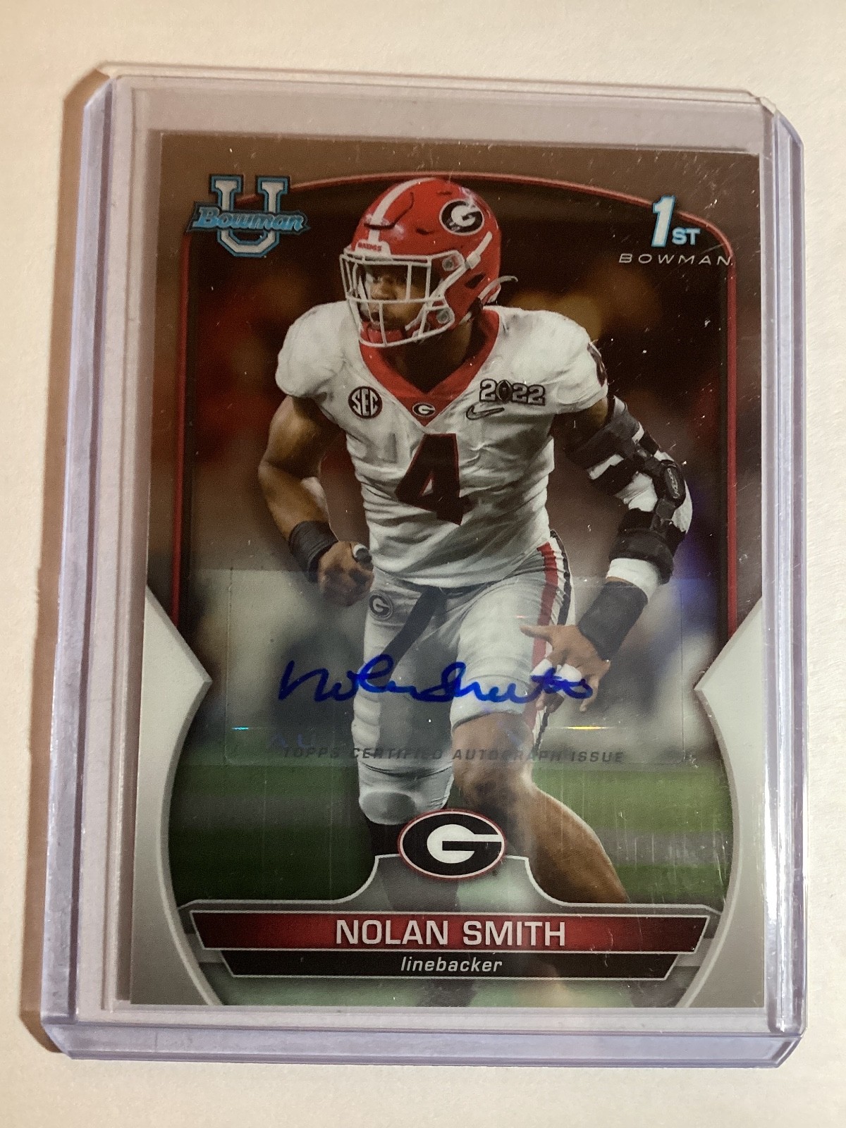 2022 Bowman U Chrome Nolan Smith 1st Auto #33 Bulldogs