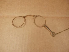 Antique Lorgnette Opera Glasses W/Chain, Yellow Gold Filled