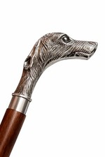 Vintage Dog Head Walking Stick/Cane - Handmade Wooden Foldable Walking Cane
