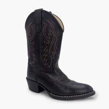 OLD WEST Jama 8110 Unisex Kids J Toe Leather Cowboy Boots Black Size 13/1