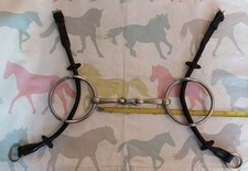 6" Nickel Mouth Polo/ Hunting Gag Horse Bit. English Leather Cheeks.