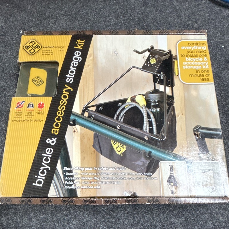 Flip Clip 1500 Wall Mount Bike Storage Rack, 1 Bike Capacity, Black/Yellow Metal