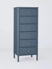 John Lewis Pillar 6 Drawer Tallboy Chest, Blue