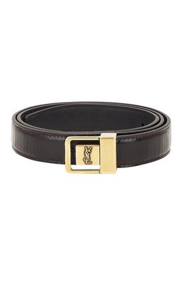 Saint Laurent La 66 Buckle Belt in Croc-embossed leather Fondente