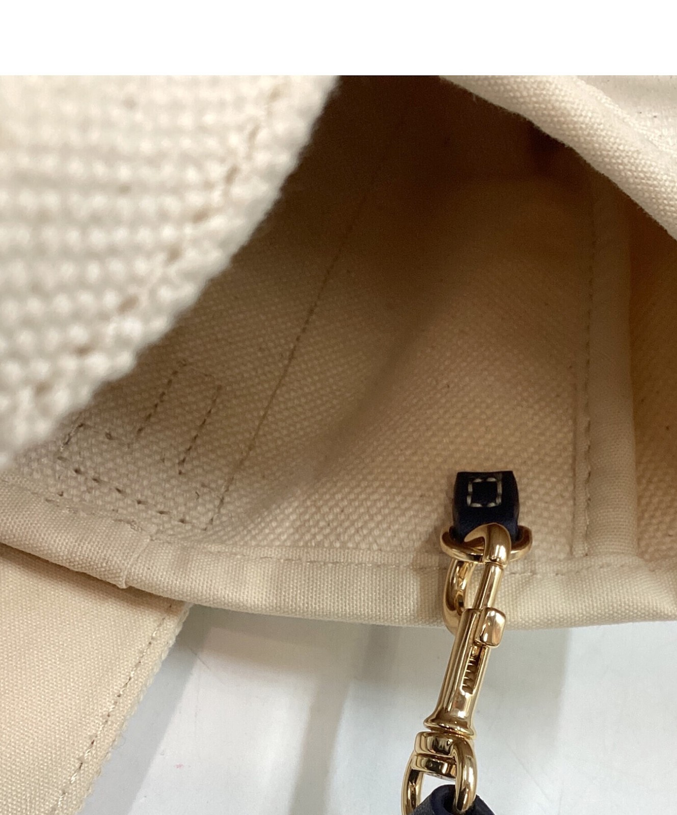 TORY BURCH Canvas Mini Handbag Tote Bag Beige Women Used Authentic thumbnail 9