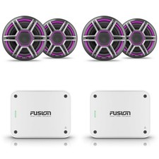 Garmin Fusion 2 Pairs Apollo AP-FL65SPG 6.5" LED Marine Speakers Sport Grills...