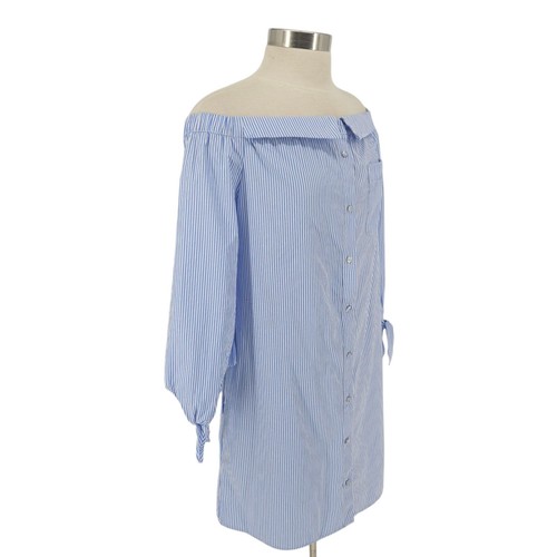 New York & Co Herren Hemdkleid blau gestreift schulterfrei Langarm neu ohne Etikett Small - Bild 3 von 10