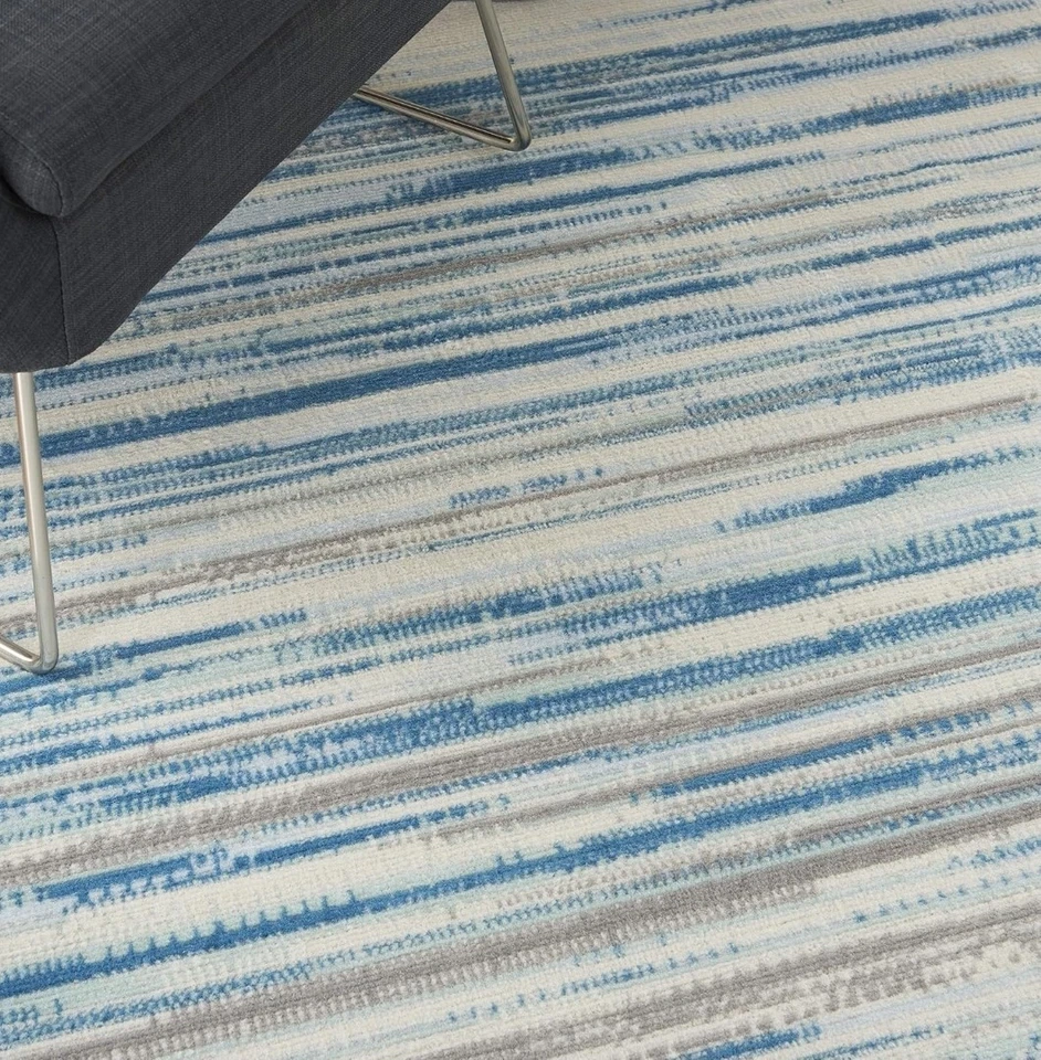 Alfombra interior moderna azul polipropileno Nourison Jubilant 5'3" x 7'3" Foto 4 de 4