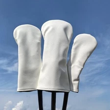 Minimalist Pure White Golf Club Head PU Covers Driver Woods Hybrid UT Head Cover