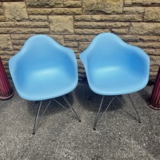 2 EventPro Series Eames Eiffel Style Blue Armchairs Crome Steel Wire Base Chair