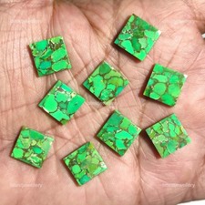 Natural Square Green Copper Turquoise Loose Cabochon Meditation Gemstone Arizona