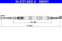 ATE Seilzug, Feststellbremse 24.3727-0551.2 FüR Fiat