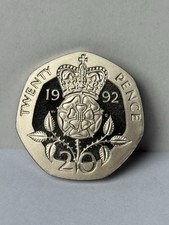 1992 Proof 20p Pence Coin Brilliant Uncirculated Twenty Bunc Bu
