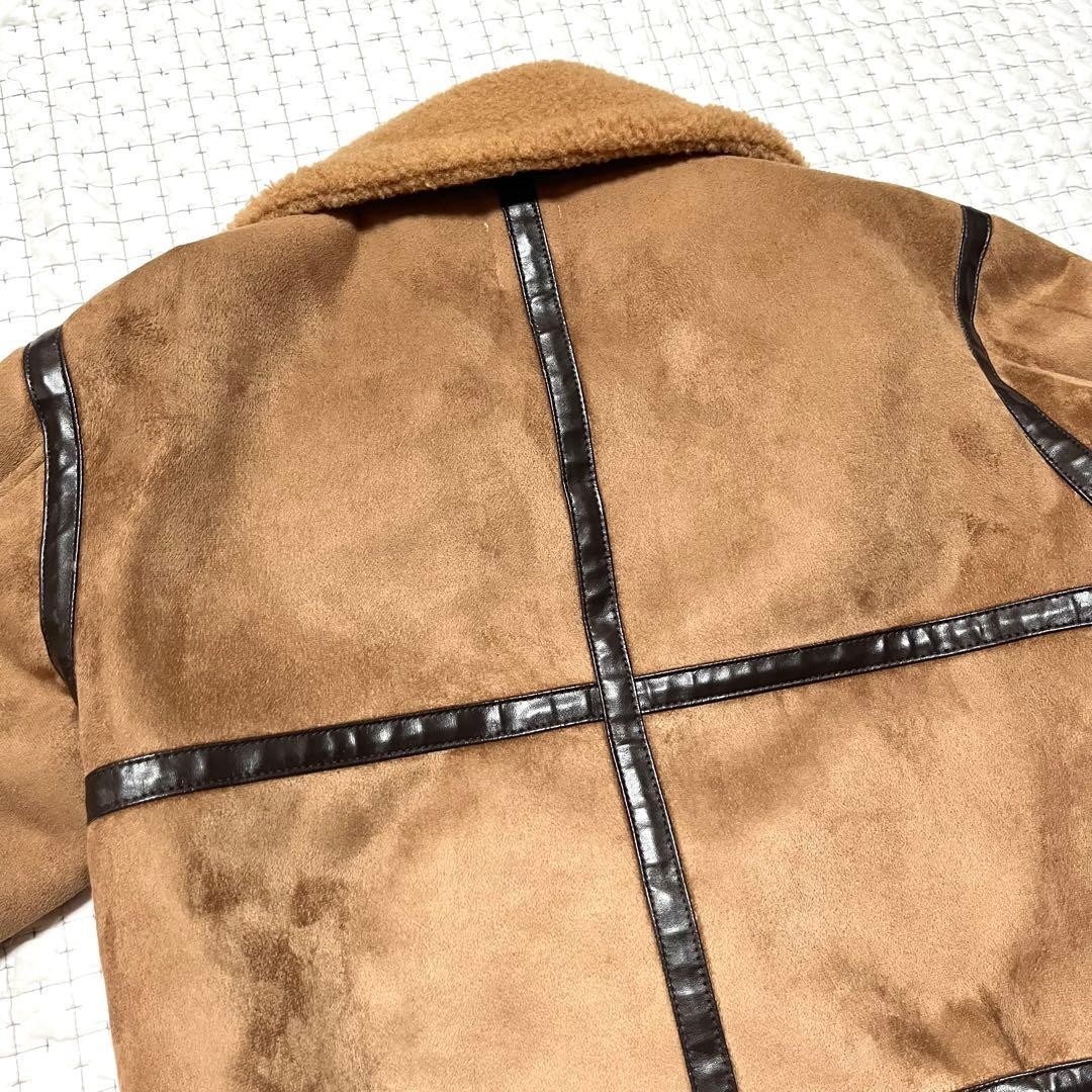 AMERI S Shearling Flight Jacket Brown Faux Mouton… - image 12