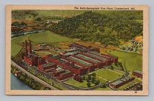 Postcard Aerial View Kelly Springfield Tire Plant Cumberland Maryland