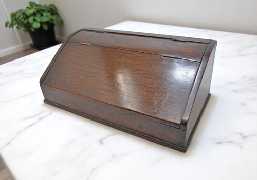 Antique Wooden Ink Pots Pen Box Writing Stand Original Old Hand Crafted