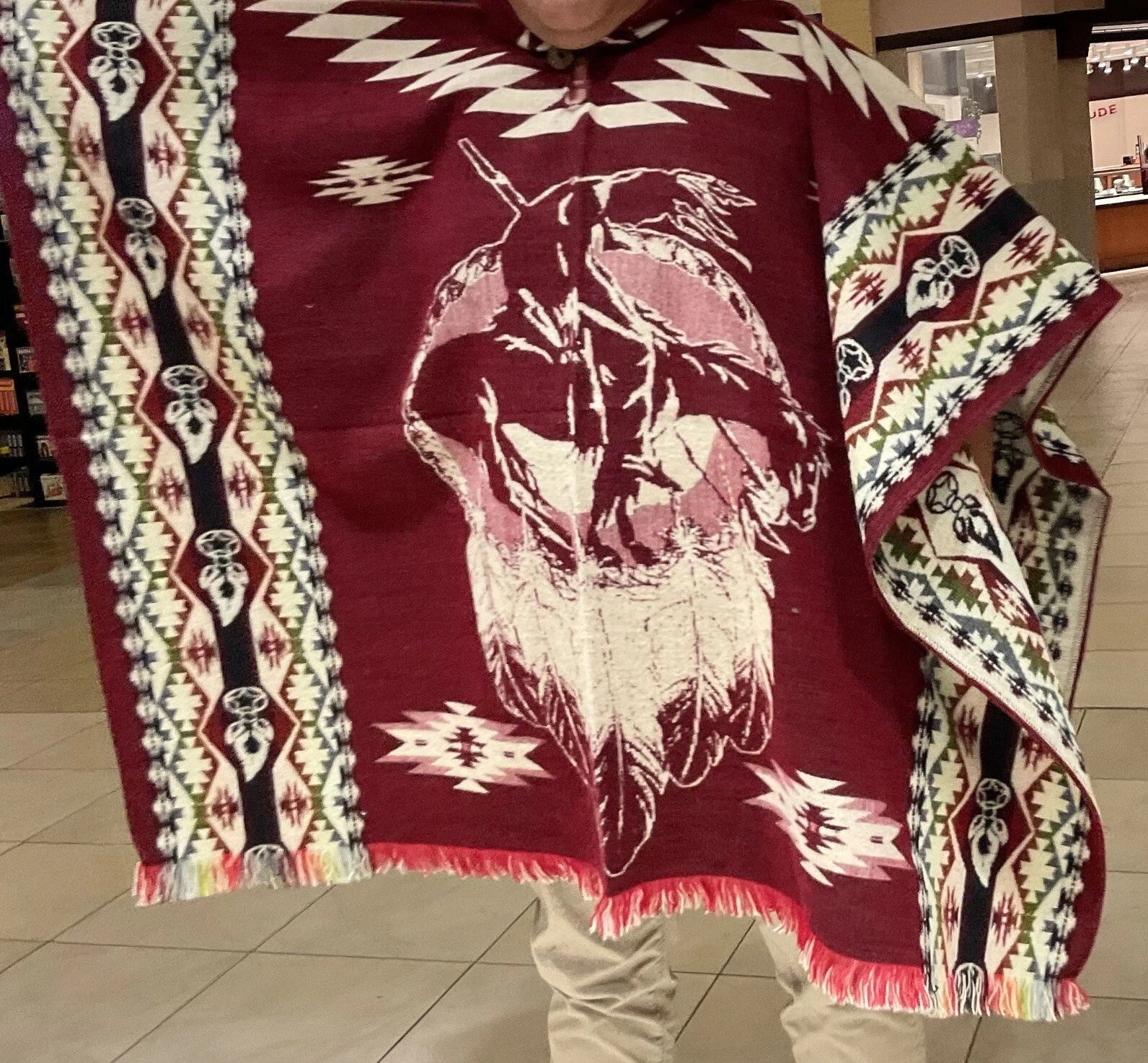 ALPACA WOOL PONCHO, Original From Ecuador, Hooded, Soft & Warm, Native American
